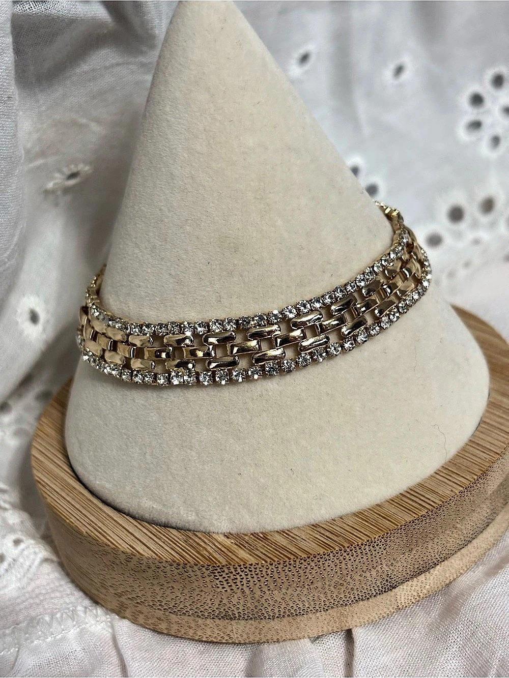 Gold & Silver-Tone Rhinestone Chain Bracelet